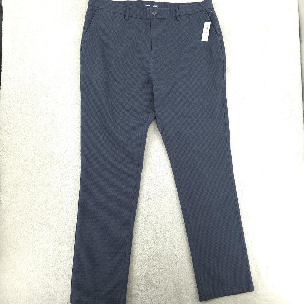 Old Navy Pants Mens 40x34 Built-In Flex Blue Check Ultimate Slim Stretch New